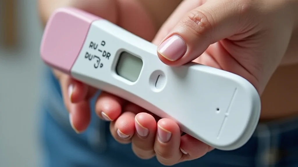The image shows a person holding a pregnancy test kit, implying finding pregnancy tests nearby now is possible.
