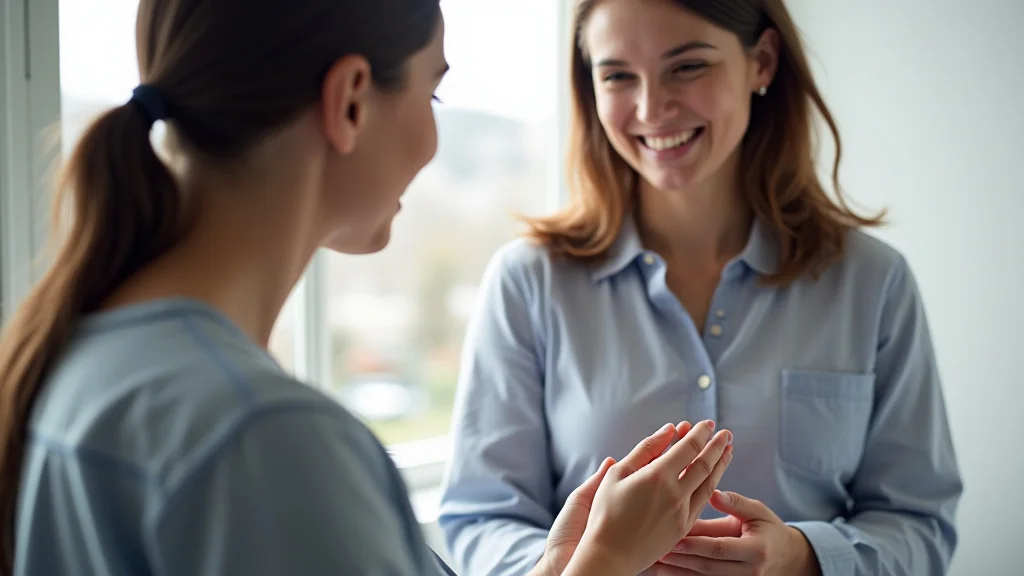 The image shows a doctor discussing Fragile X testing options with a pregnant patient.