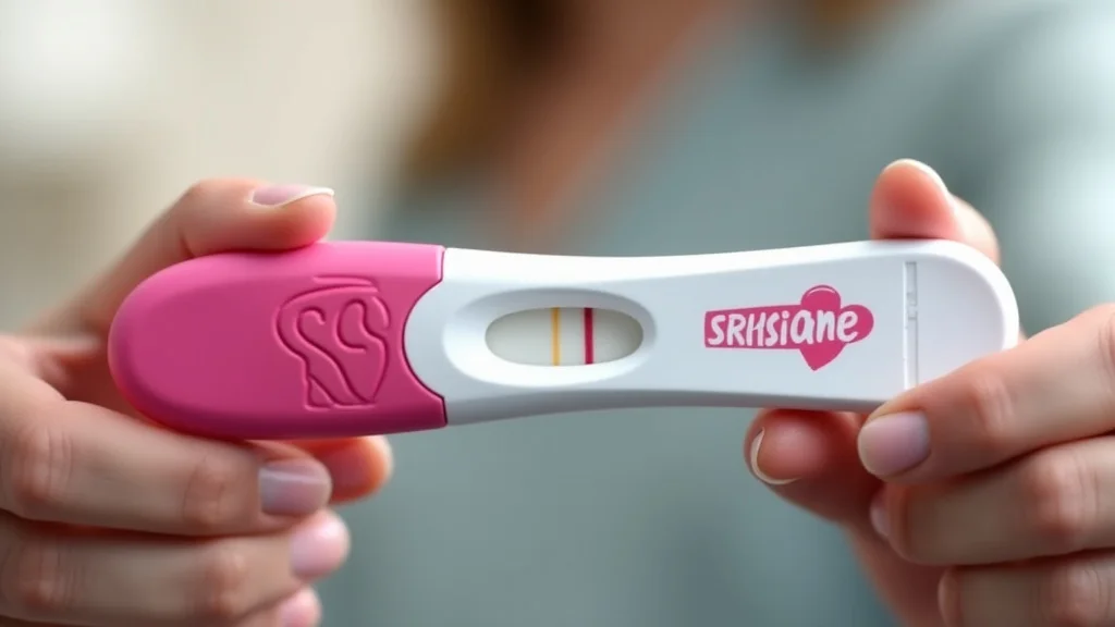 The image shows a person holding a pregnancy test, demonstrating how to read its results.