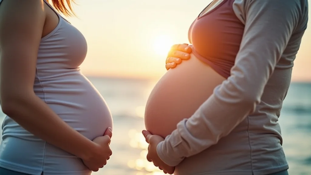 The image shows a pregnant person reviewing a guide to navigating pregnancy steps.