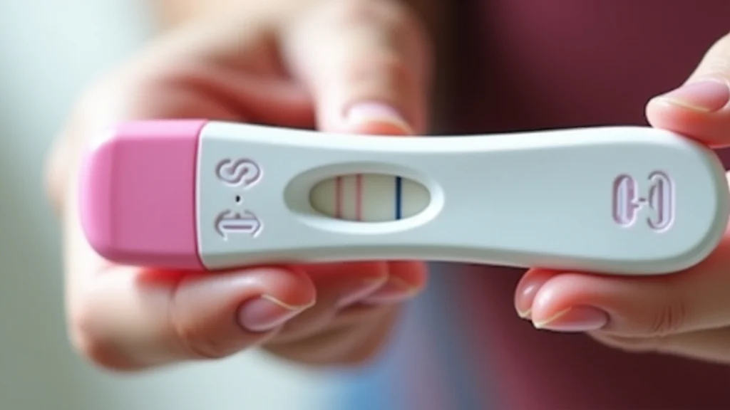 The image shows a pregnancy test displaying two distinct lines, indicating a positive result.
