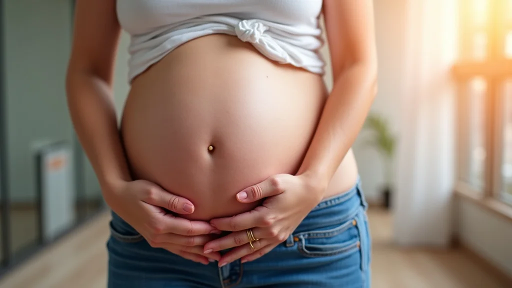 The image shows a colorful infographic detailing pregnancy stages, a visual guide for the Pregnancy A To Z Simple Guide.