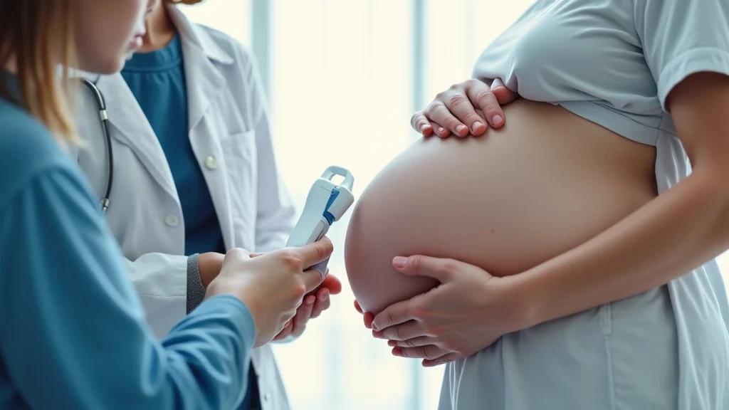 The image shows a close-up of a woman holding a positive pregnancy test, illustrating initial screening tests explained simply.