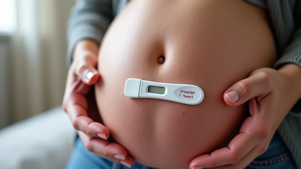 This image shows a pregnancy test kit and its results, relevant to testing three weeks after conception.