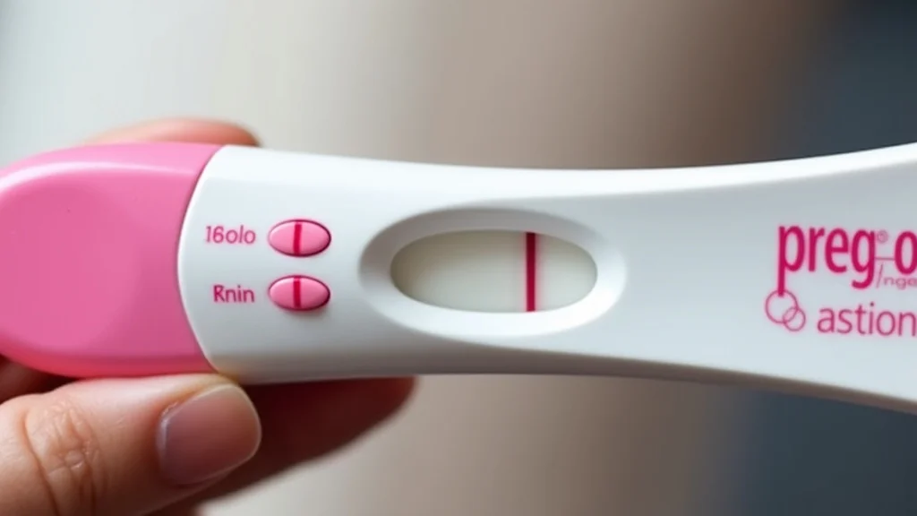 The image shows a close-up of pregnancy test strips with varying line results and explanations.