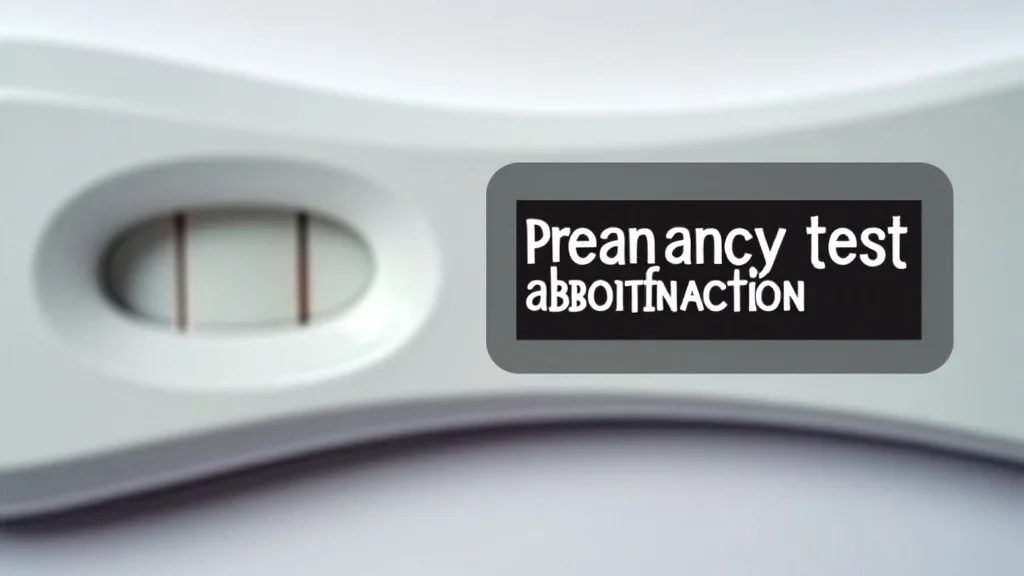 The image shows a clear pregnancy test with plus and minus symbols, relevant to a Pregnancy Test Medical Abbreviation Guide.
