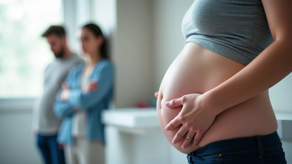 The image shows a person using a mobile app to scan a pregnancy test, referencing the Pregnancy Test Online Scanner Guide.