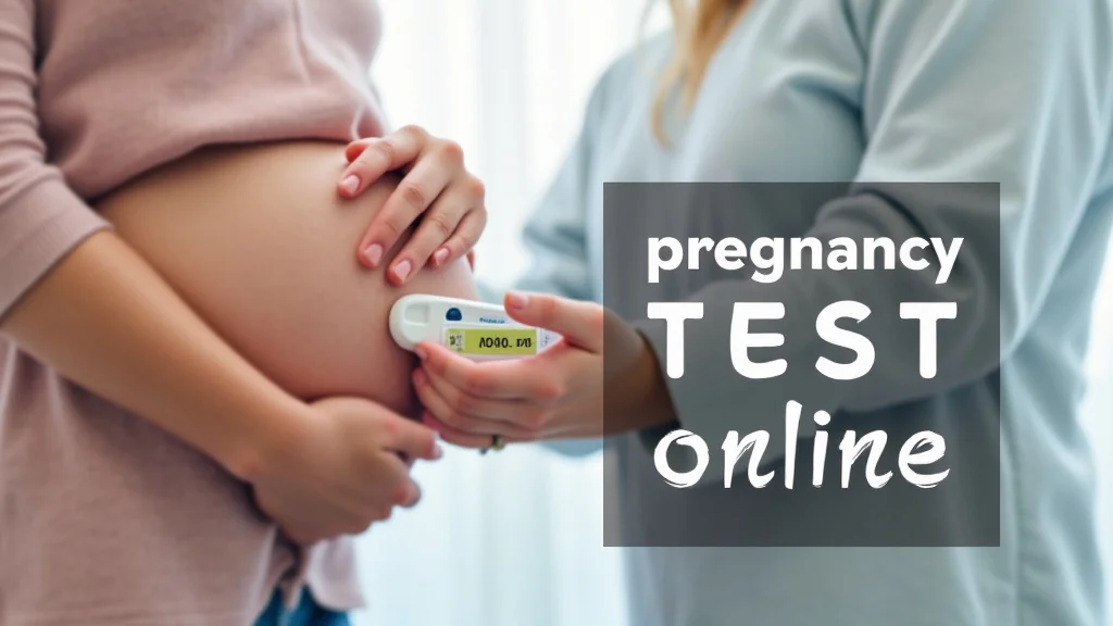 The image shows a person holding a pregnancy test, representing an online pregnancy test quiz guide.