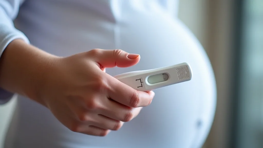 The image shows a negative pregnancy test strip next to a list of Pregnancy Test Result Negative ICD 10 Codes.