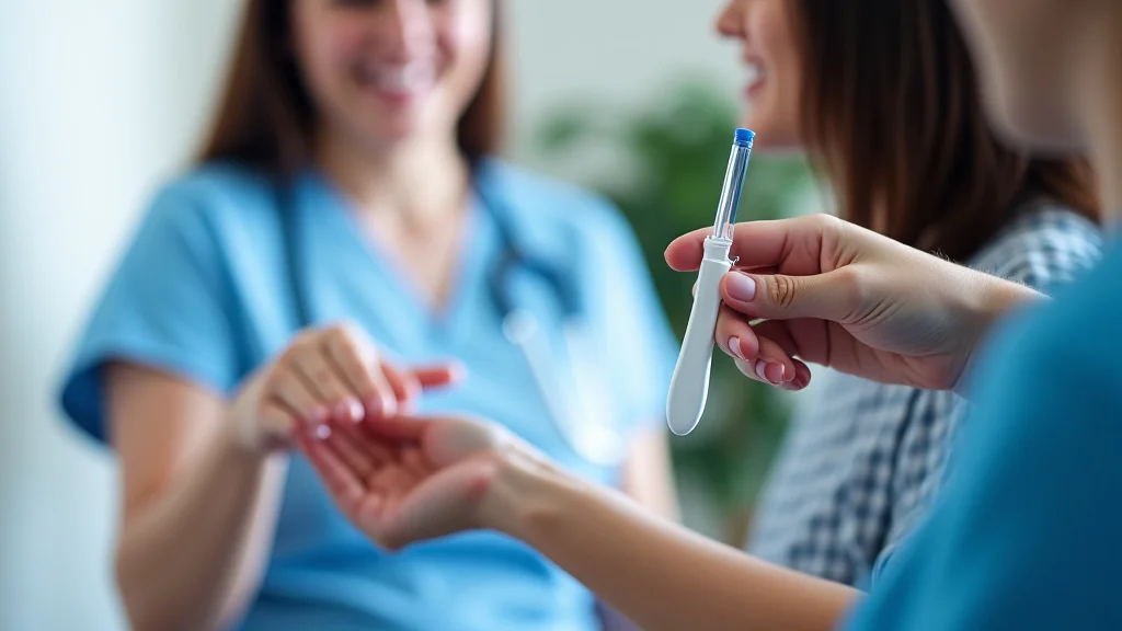 The image shows a close-up of a pregnancy test with an unclear result, illustrating Pregnancy Test Result Unknown ICD 10 Codes Explained.