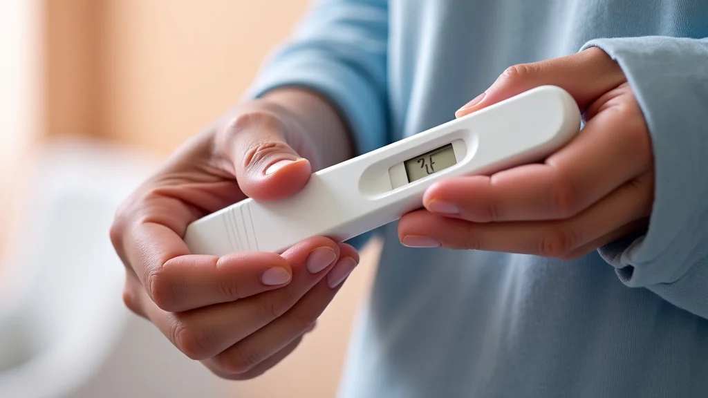 The image shows a positive pregnancy test with clear lines, illustrating pregnancy test symptoms explained clearly.