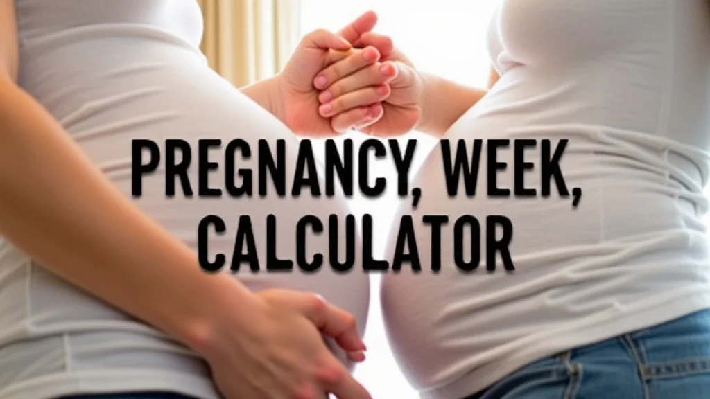 The image shows a digital pregnancy week calculator tool for calculating pregnancy weeks by LMP.