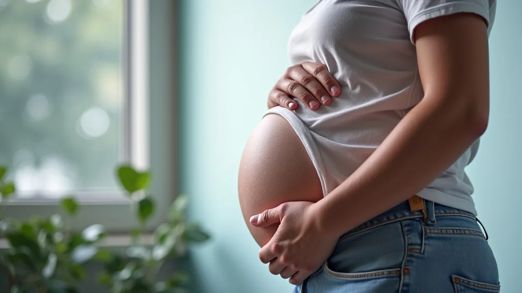 The image shows a pregnant woman looking healthy during her second trimester as detailed in the Mayo Clinic Guide.
