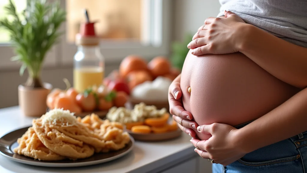 The image shows a smiling pregnant person receiving a simple explanation of Second Trimester Rhogam.
