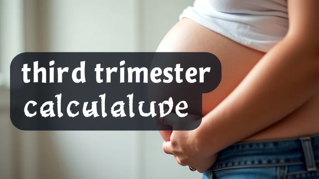 The image shows a digital interface for the Third Trimester Calculator Guide, displaying pregnancy dates.