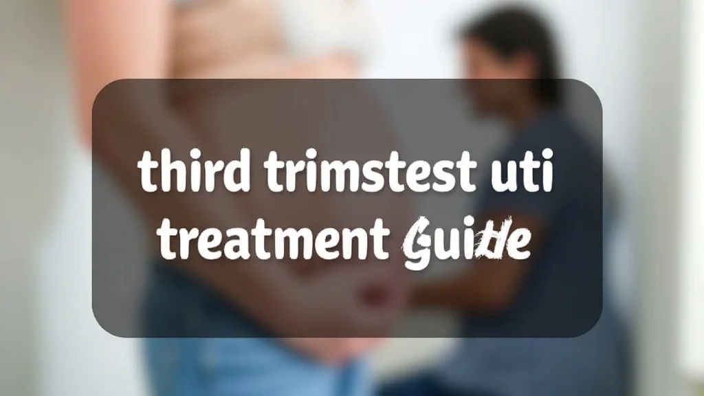 The image shows a pregnant person receiving medical advice for their Third Trimester UTI Treatment Guide.