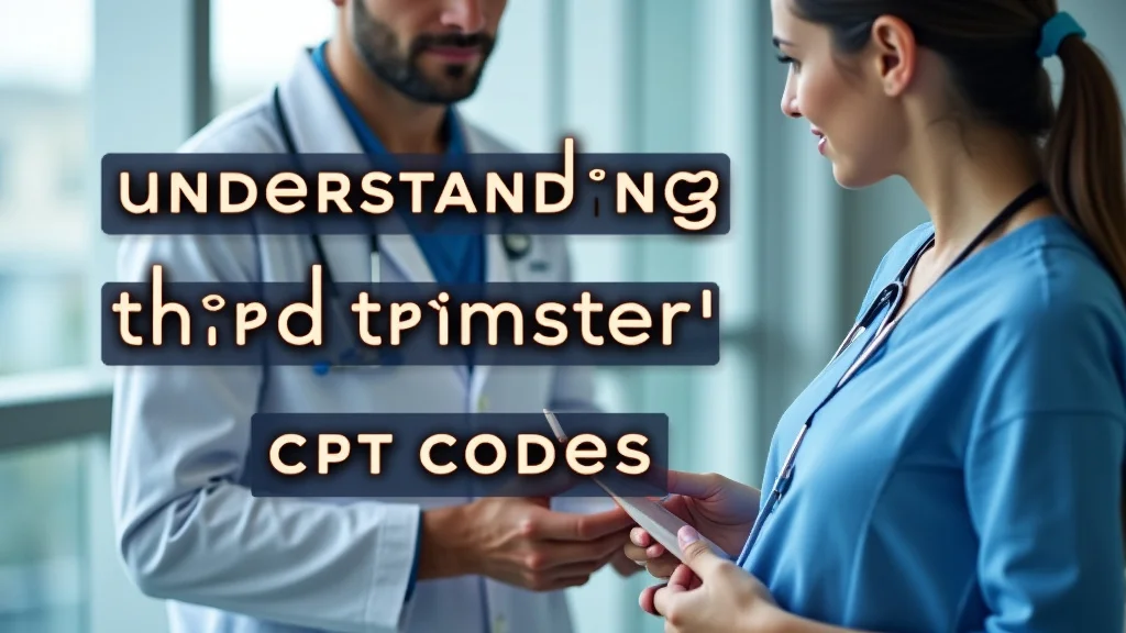 The image shows a visual guide to understanding third trimester CPT codes for healthcare billing.