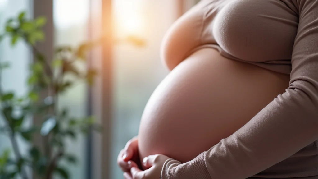 The image shows a pregnant woman receiving a TT vaccine injection as part of her pregnancy schedule.