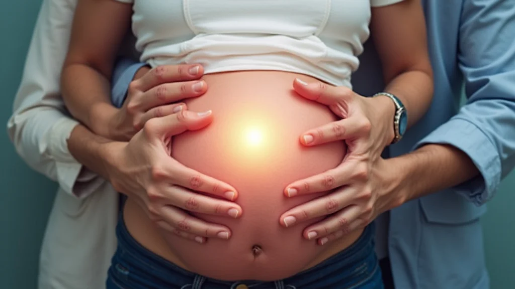 The image shows an ultrasound screen displaying a baby's profile during a second trimester scan.